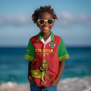 Custom Ethiopia Football Kid Hawaiian Shirt 2024 Go Champions Walia Ibex LT14