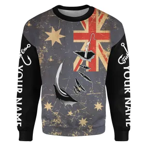 Custom fishing shirts Australia Flag Fishing Fish Hook Fishing shirts | Sweatshirt - NPQ642