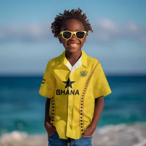 Custom Ghana Football Kid Hawaiian Shirt Mix Adinkra Pattern LT15