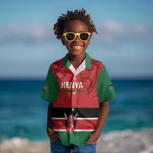 Custom Kenya Football Kid Hawaiian Shirt Go Harambee Stars African Pattern LT14