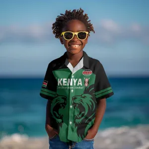 Custom Kenya Rugby Kid Hawaiian Shirt 2024 Go Champions Simbas - Green LT14
