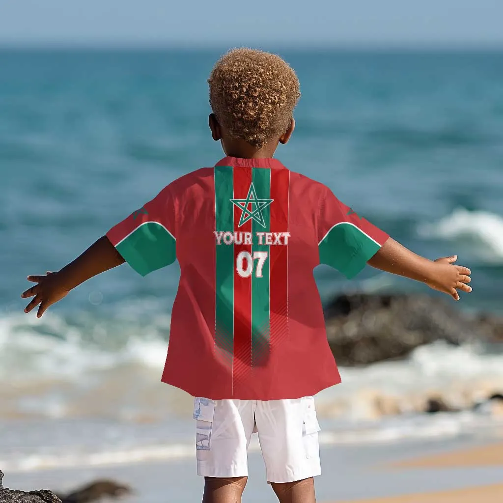 Custom Morocco Football Kid Hawaiian Shirt Nations Cup 2024 Atlas Lions LT7