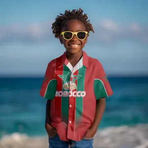 Custom Morocco Football Kid Hawaiian Shirt Nations Cup 2024 Atlas Lions LT7