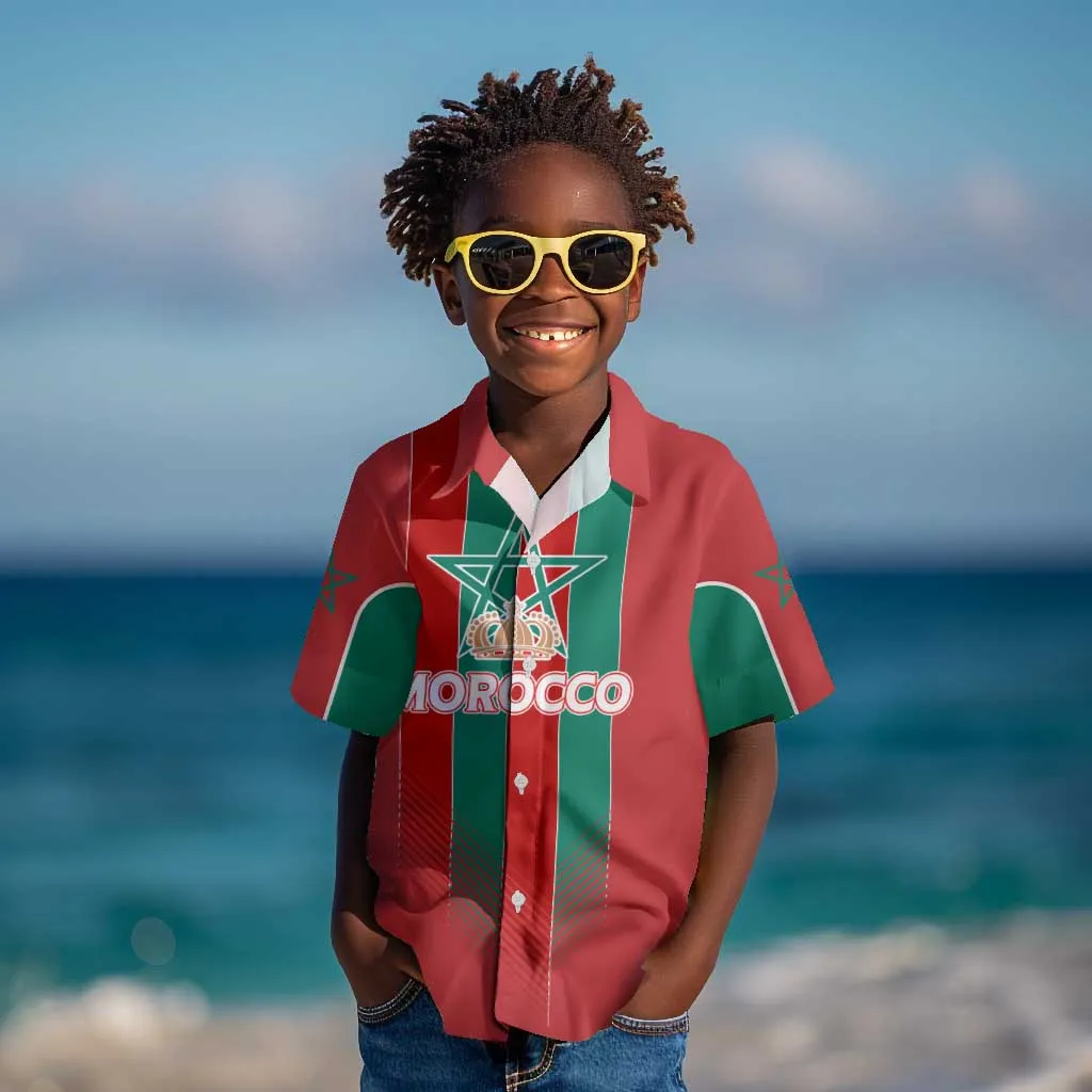 Custom Morocco Football Kid Hawaiian Shirt Nations Cup 2024 Atlas Lions LT7