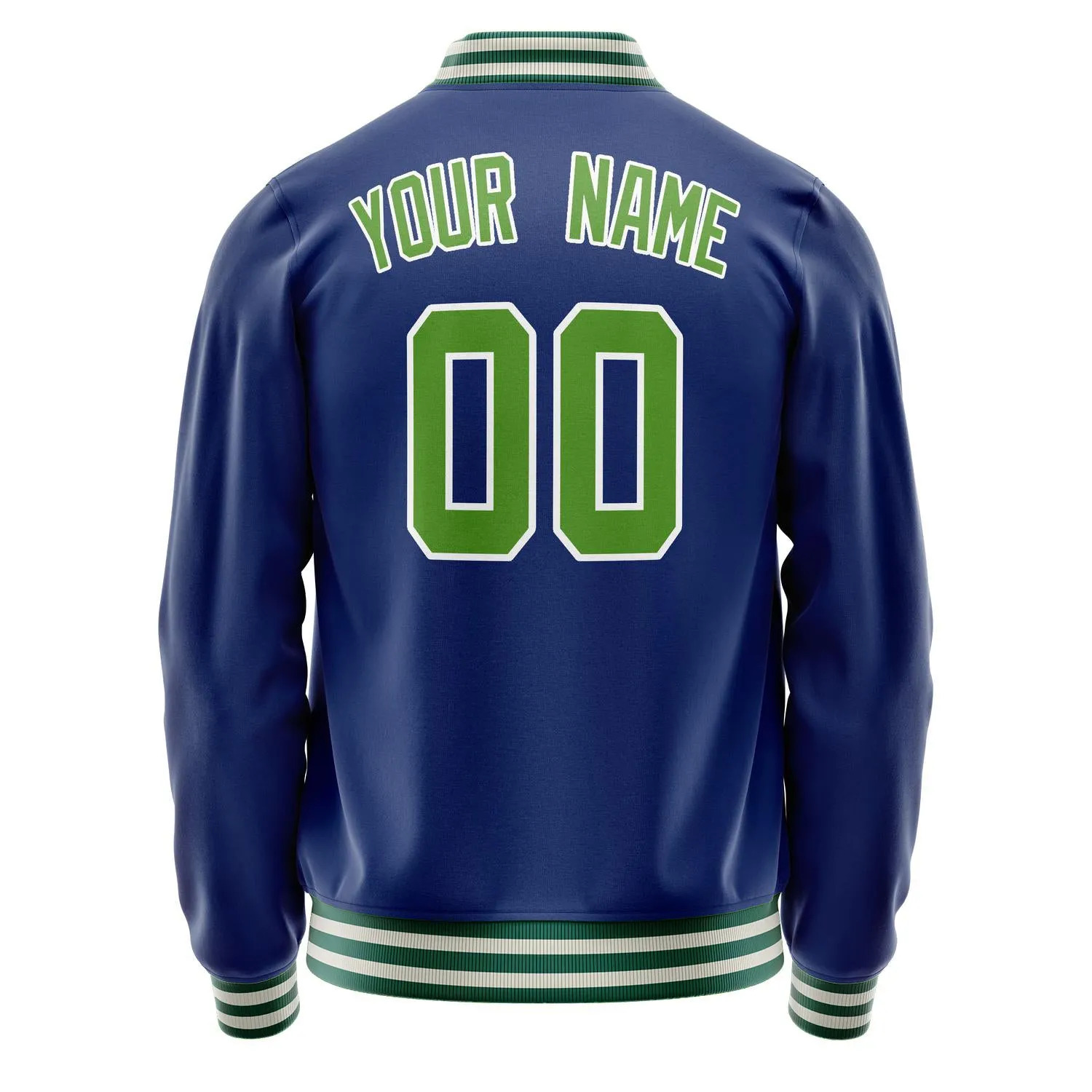 Custom Royal Neon-Green Solid Color Varsity Letterman Jacket