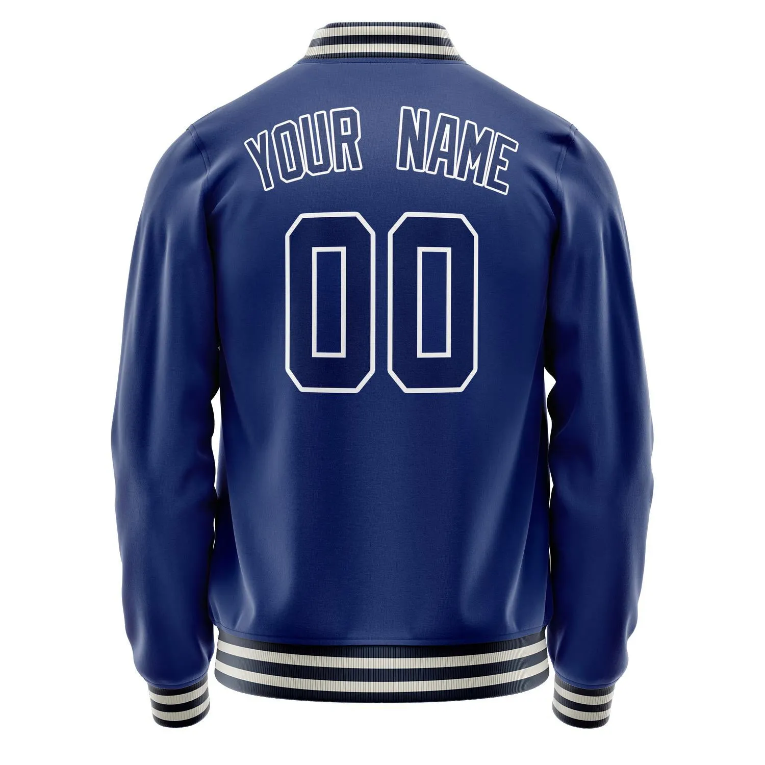 Custom Royal White Solid Color Varsity Letterman Jacket