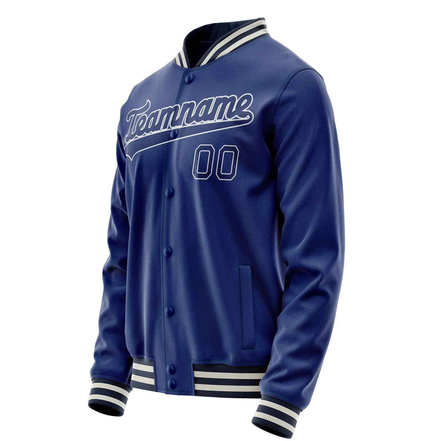 Custom Royal White Solid Color Varsity Letterman Jacket