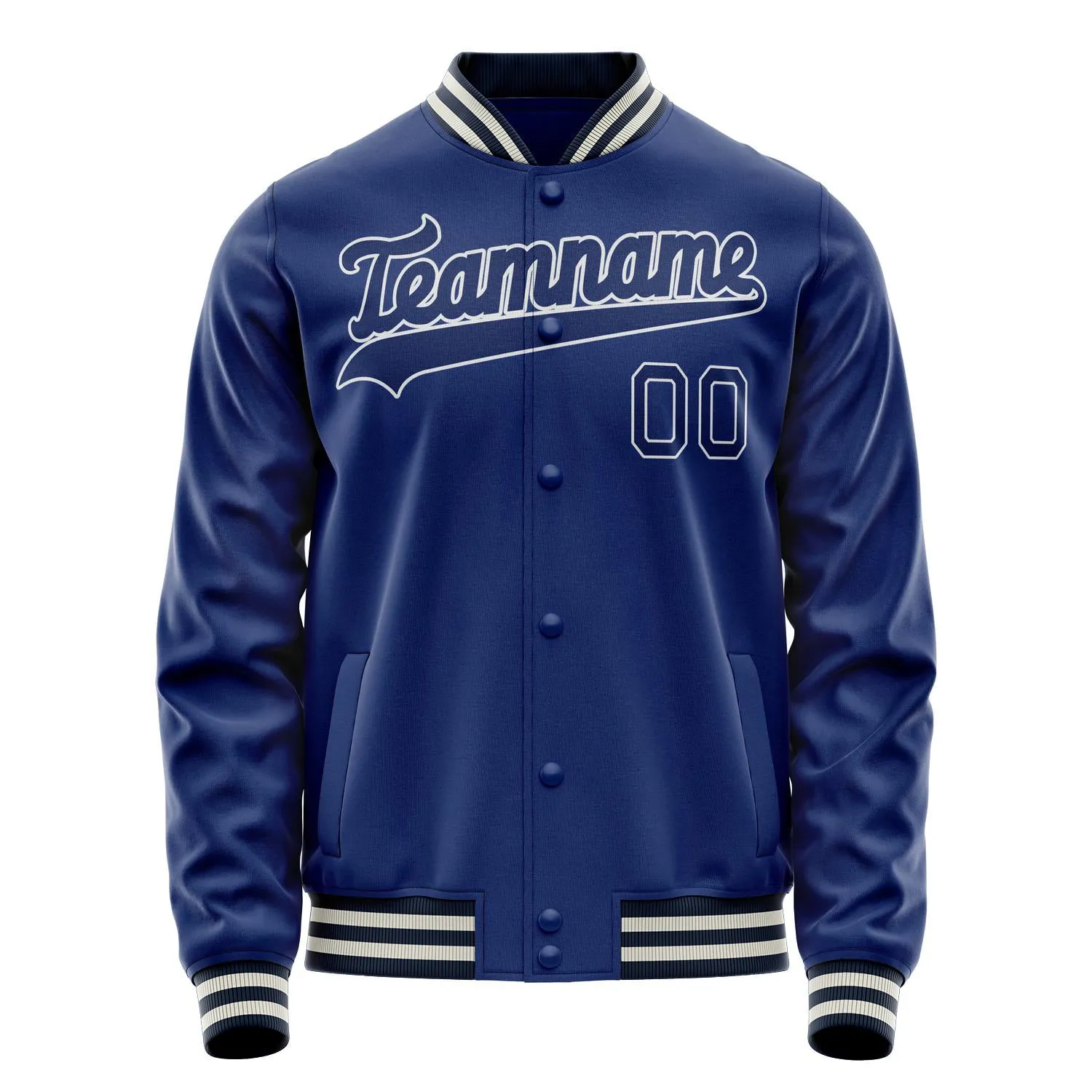Custom Royal White Solid Color Varsity Letterman Jacket