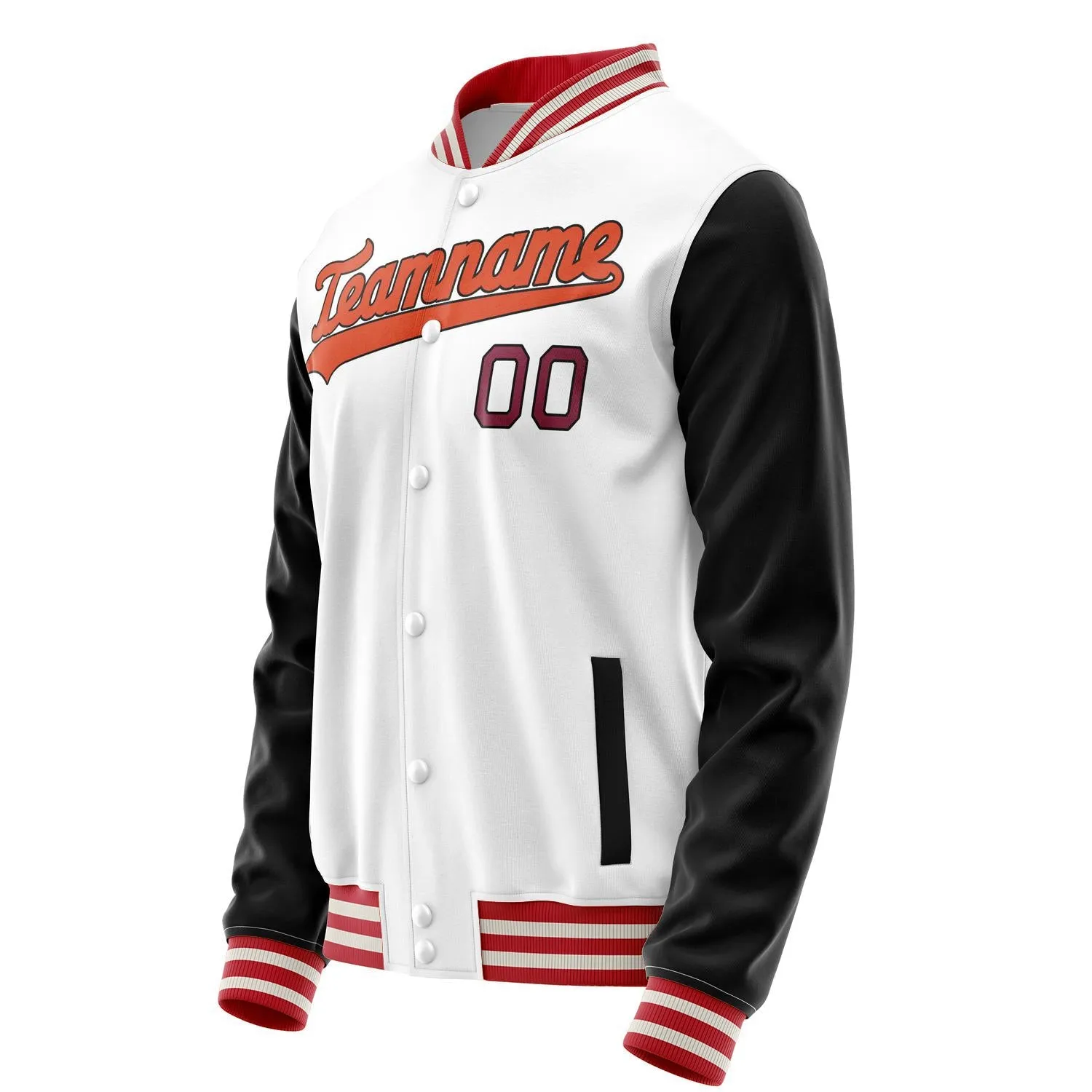 Custom White Black Solid Color Varsity Letterman Jacket