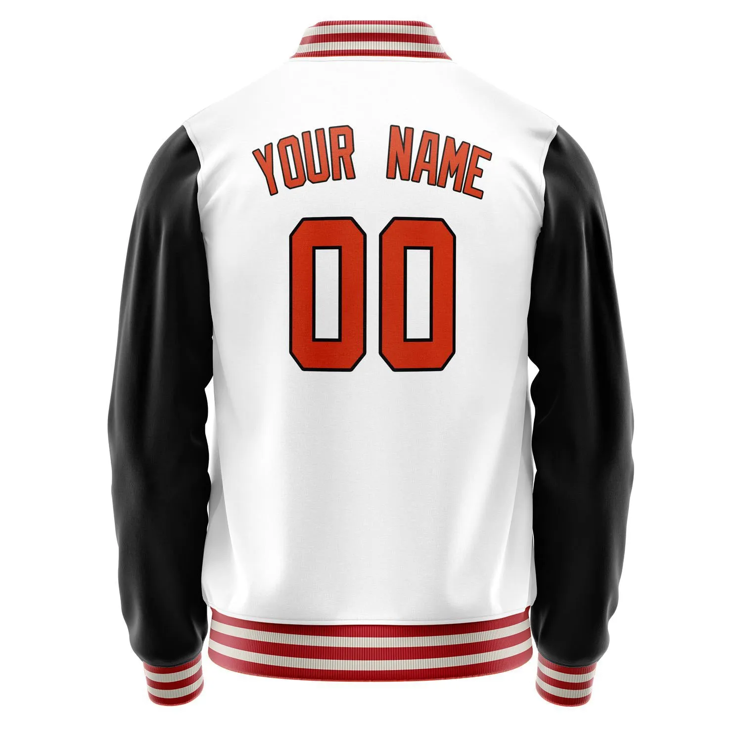 Custom White Black Solid Color Varsity Letterman Jacket