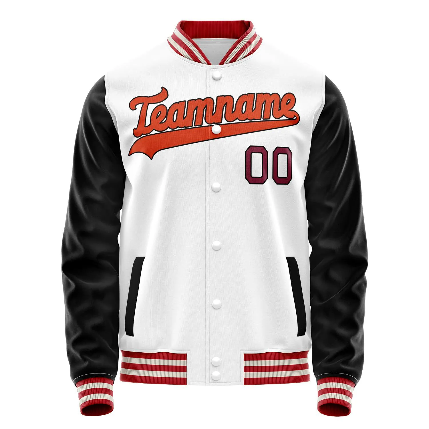 Custom White Black Solid Color Varsity Letterman Jacket