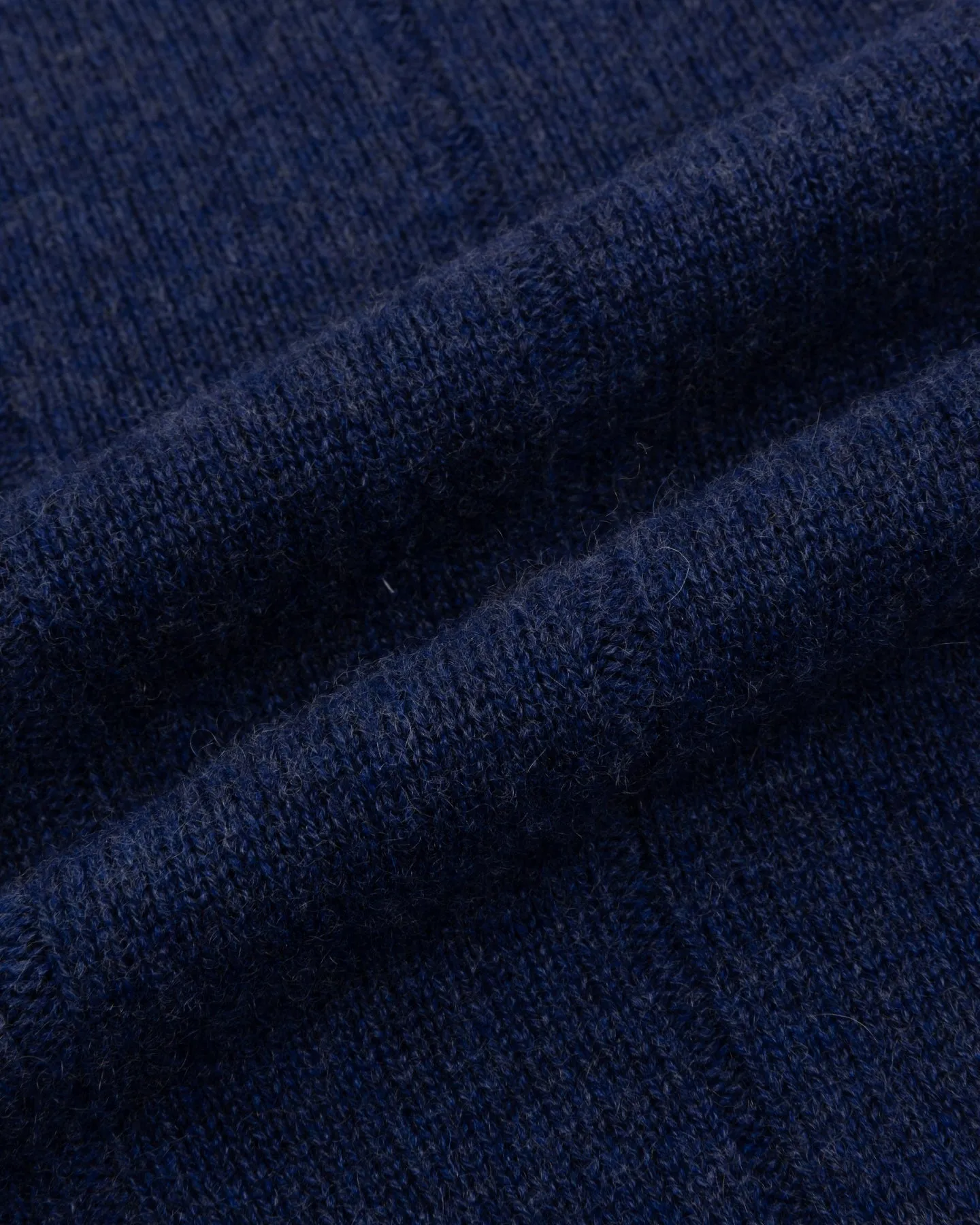Dark Blue Cashmere Cotton Wide Rib Crew Neck