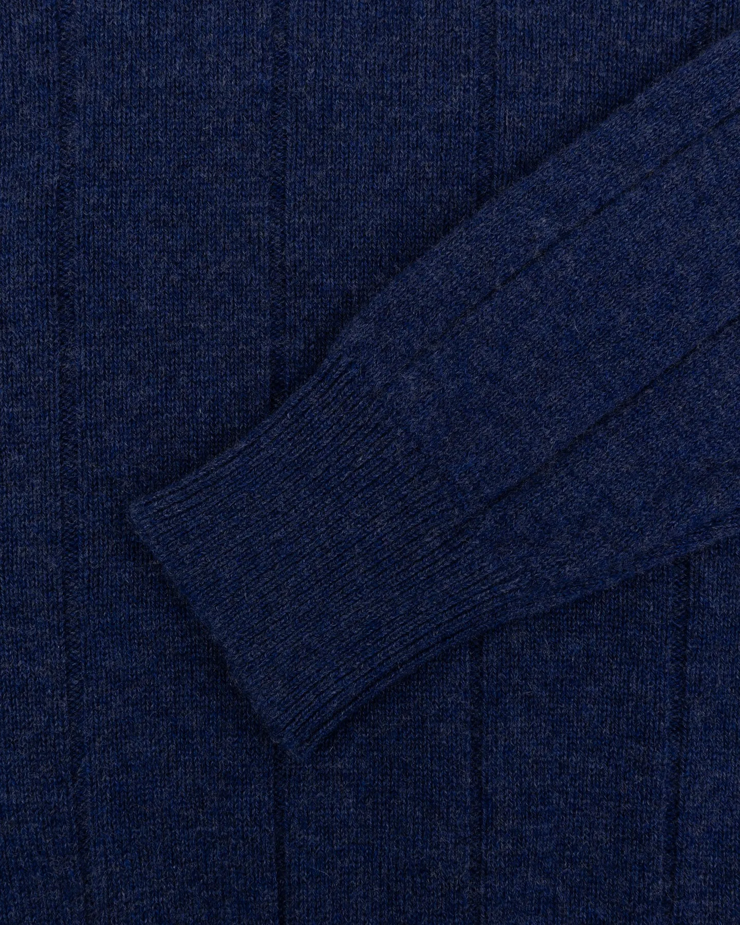 Dark Blue Cashmere Cotton Wide Rib Crew Neck