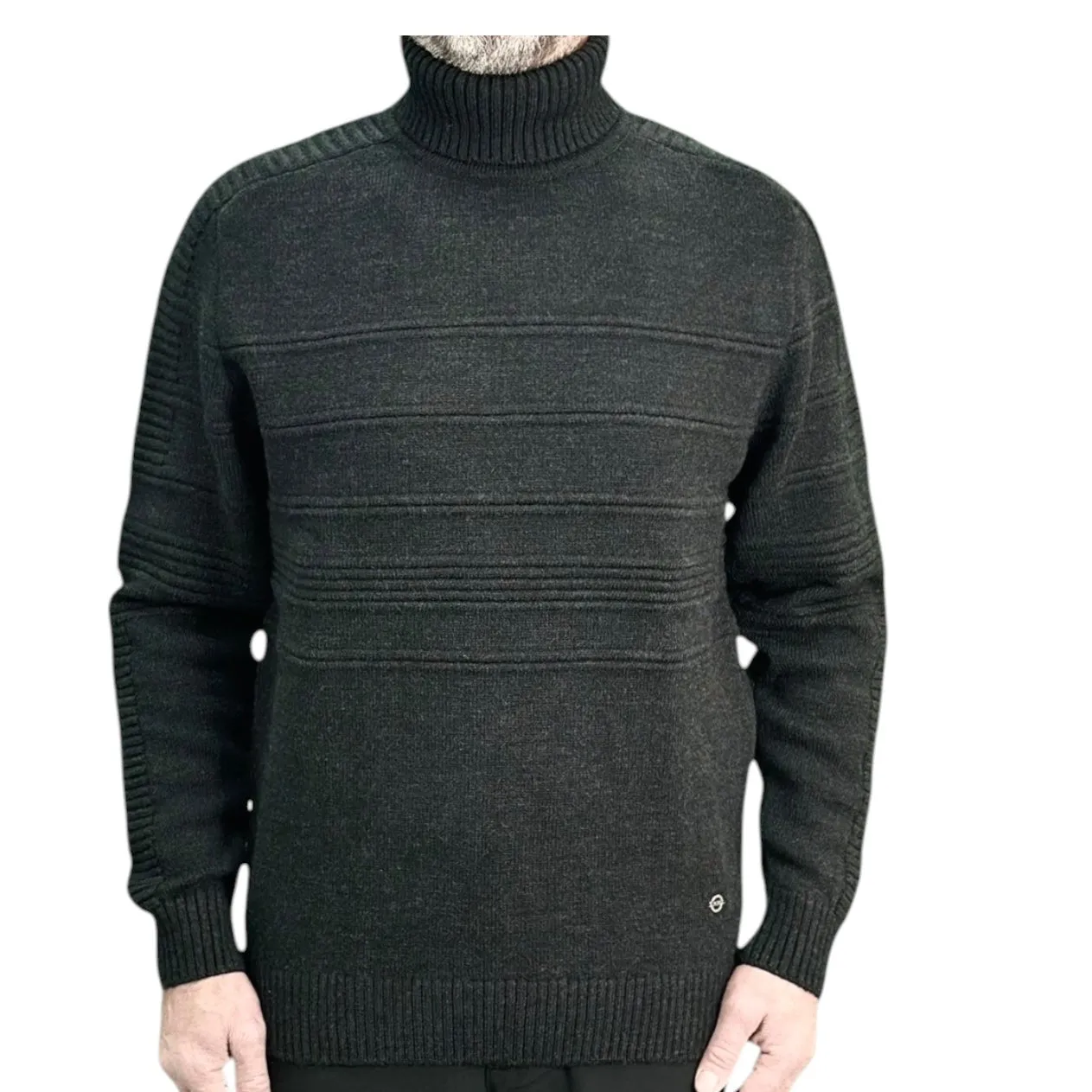 Dark Gray   Men's Chunky Turtleneck Sweater -100% Real  Wool