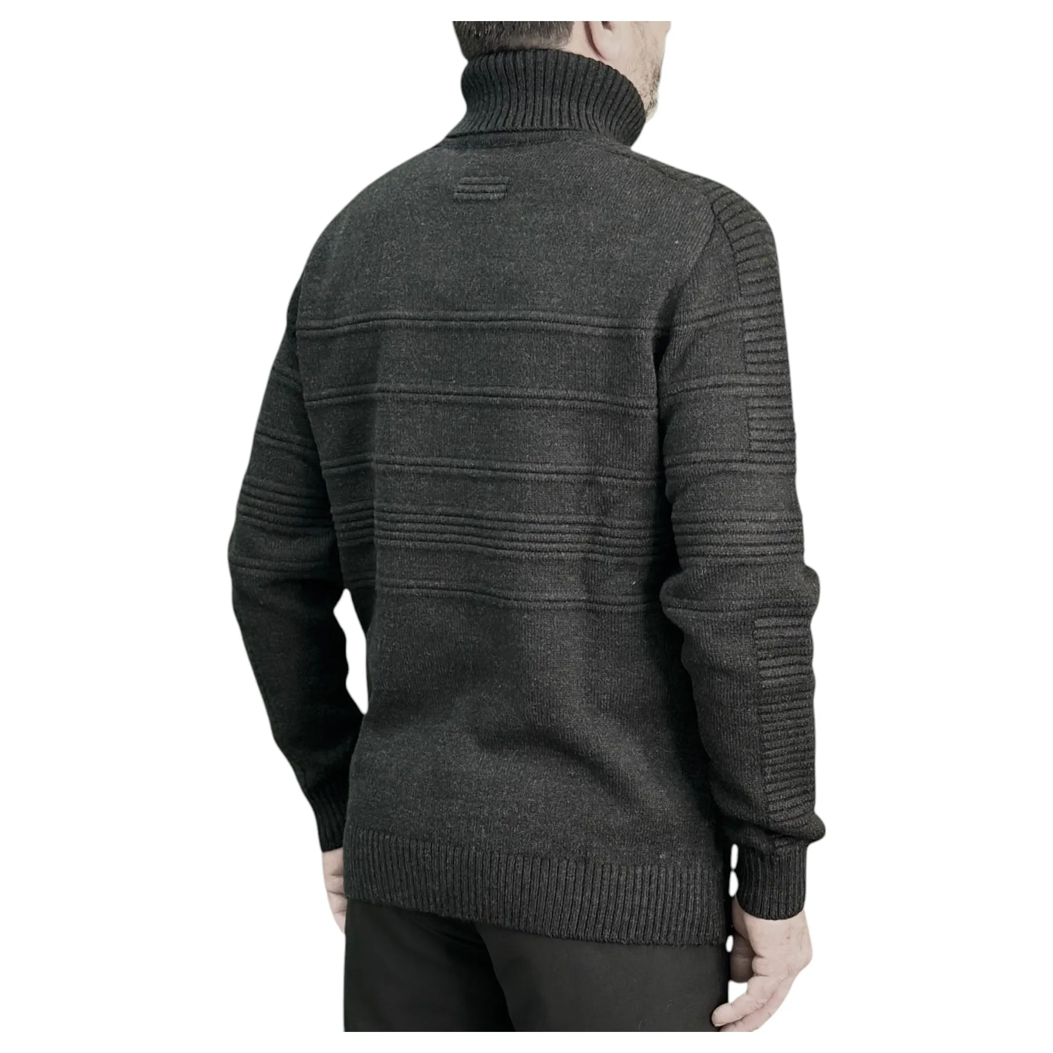 Dark Gray   Men's Chunky Turtleneck Sweater -100% Real  Wool