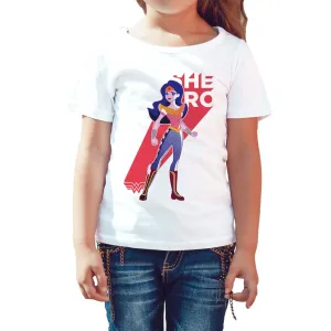 DC Super Hero Girls Wonder Woman Pop Shero Official Kid's T-Shirt (White)