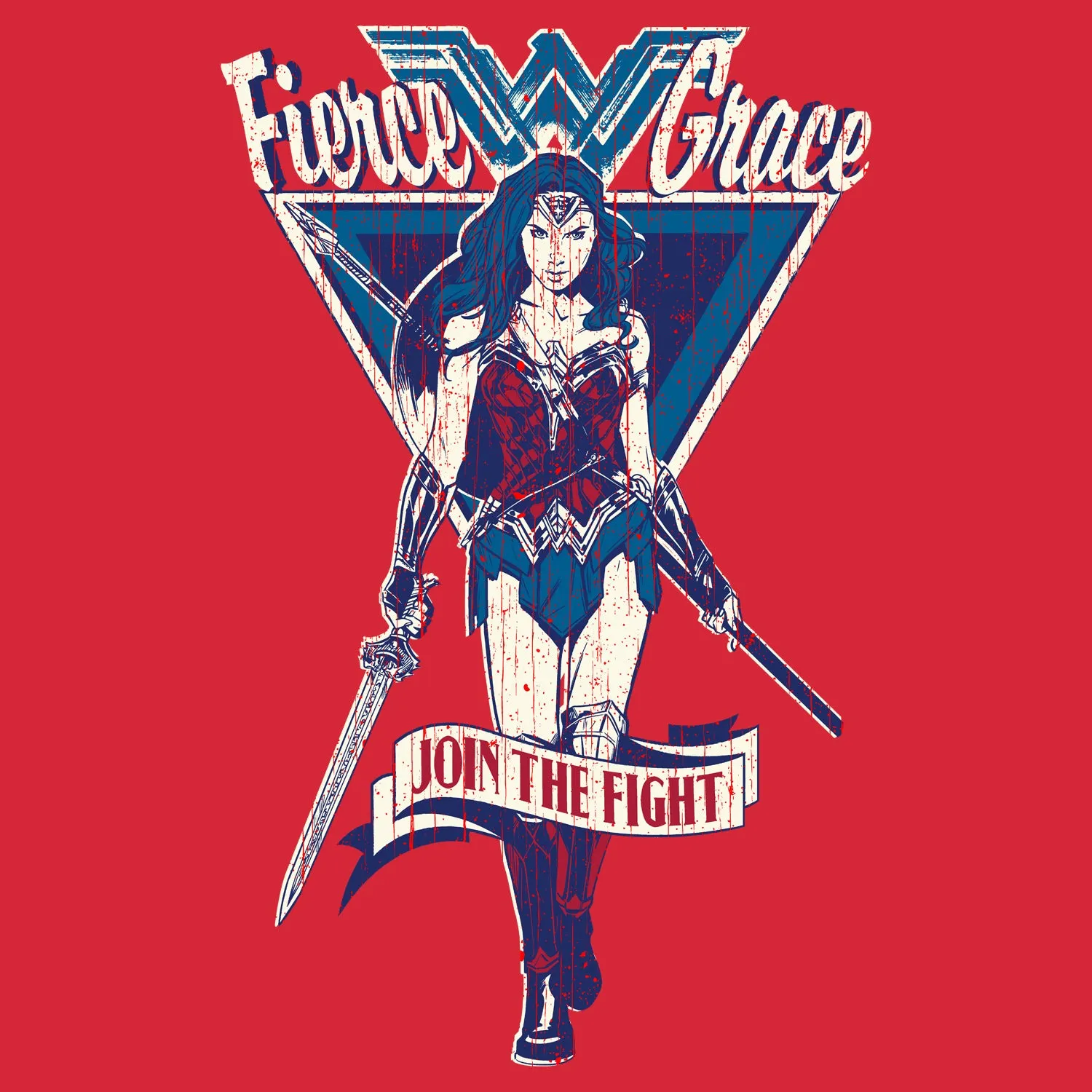 DC Wonder Woman Triangle Fierce Official Men's T-shirt (Red)
