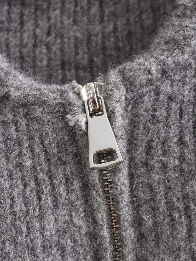 DCRB Casual Knitted Zip-up Sweater
