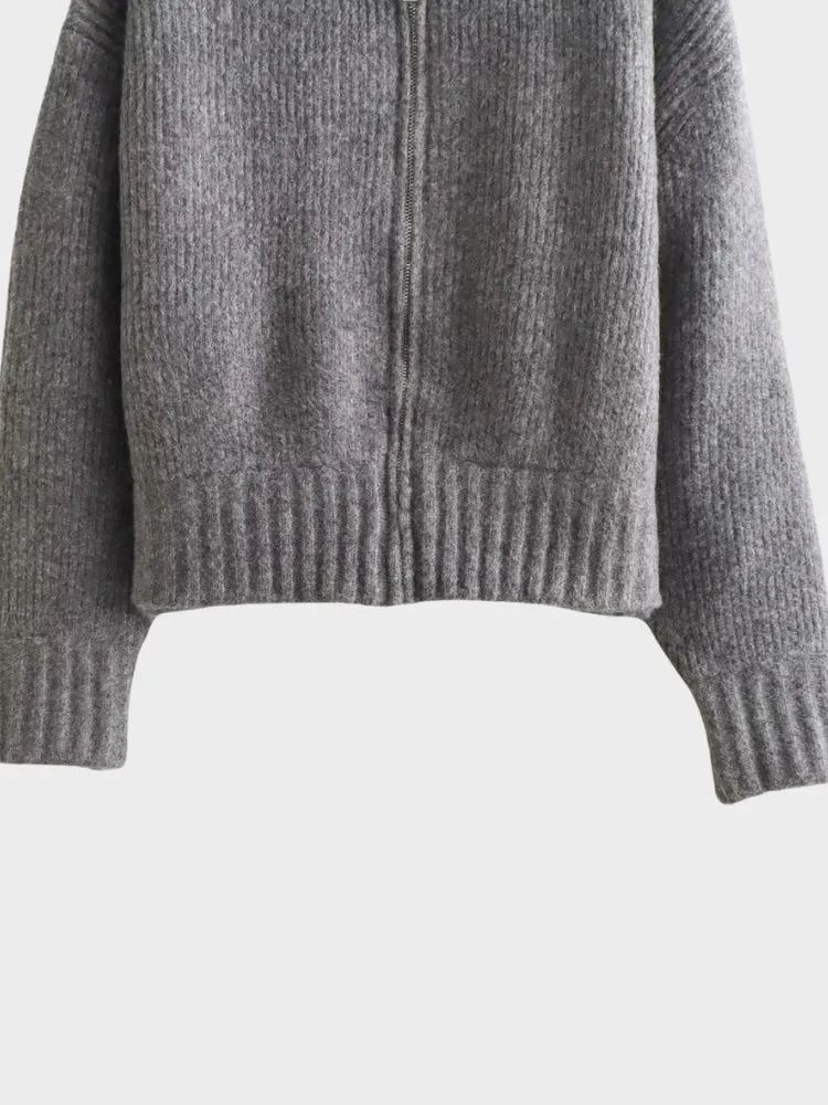 DCRB Casual Knitted Zip-up Sweater