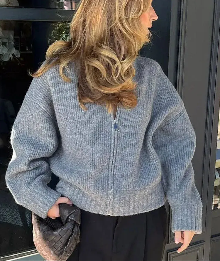 DCRB Casual Knitted Zip-up Sweater