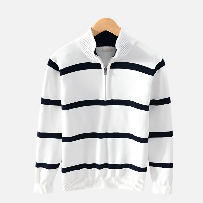 Deauville Striped Half Zip Sweater