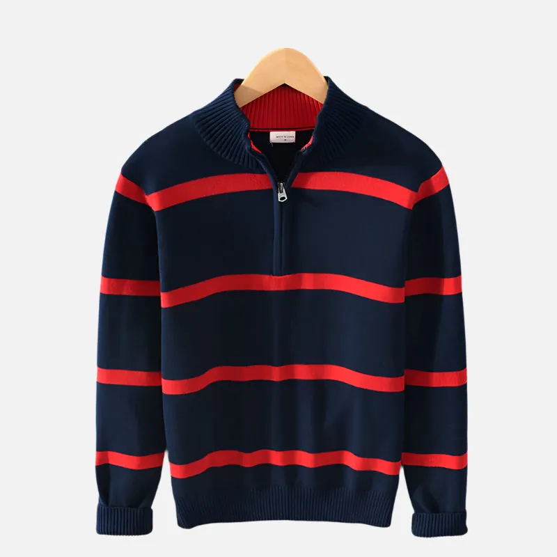 Deauville Striped Half Zip Sweater
