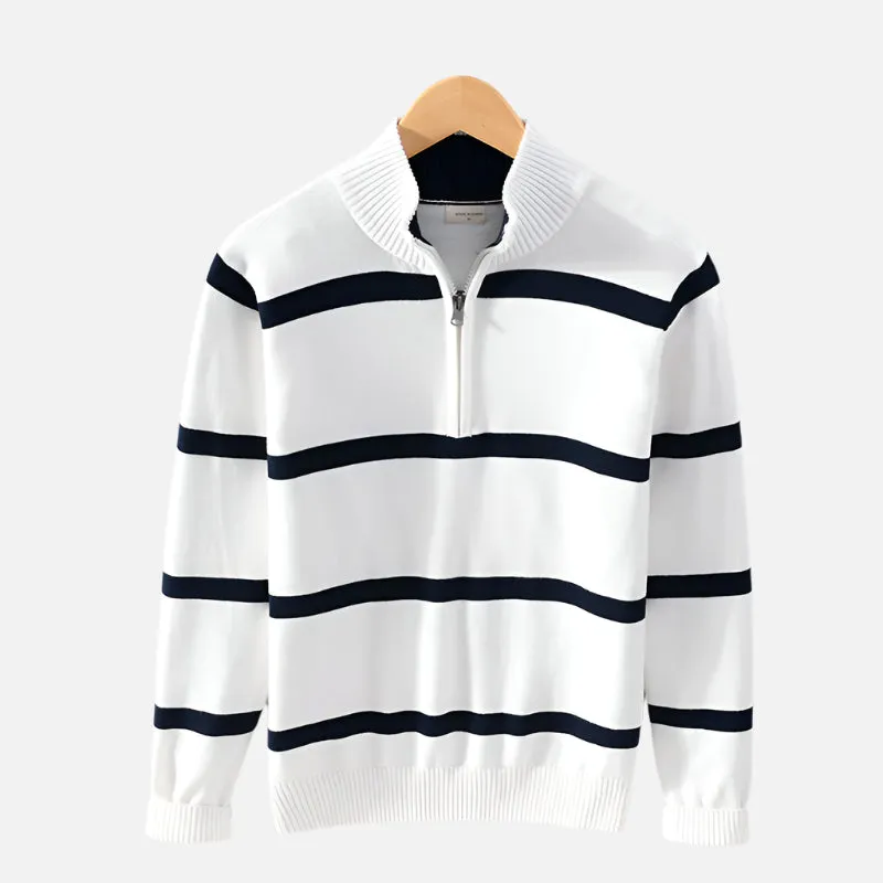 Deauville Striped Half Zip Sweater