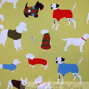 Decor Fabric BTY Green Decorator Dog Breed Bed Collar Top Sweaters