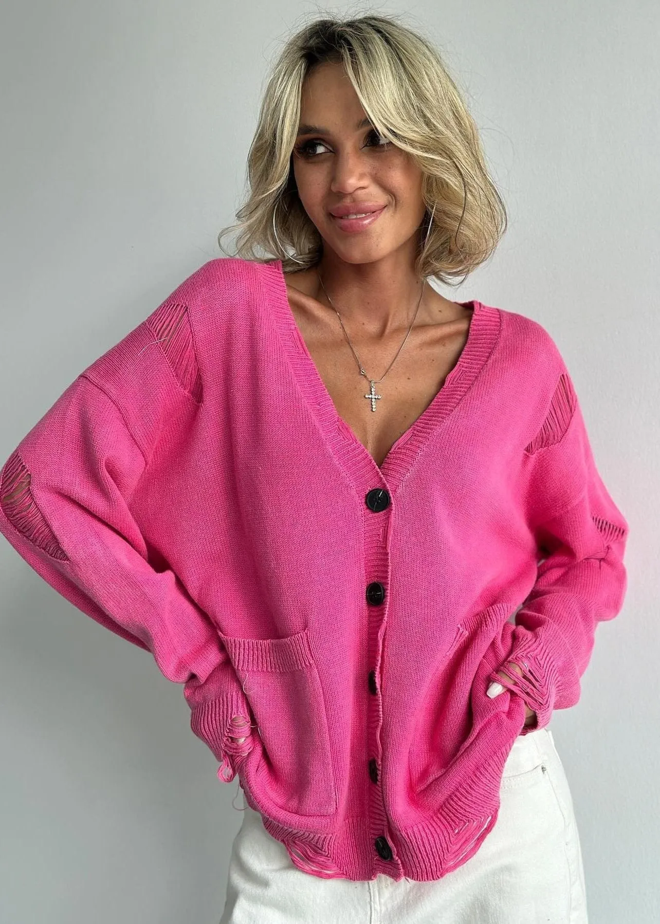 Distressed Vintage Washed Woolen Cardigan