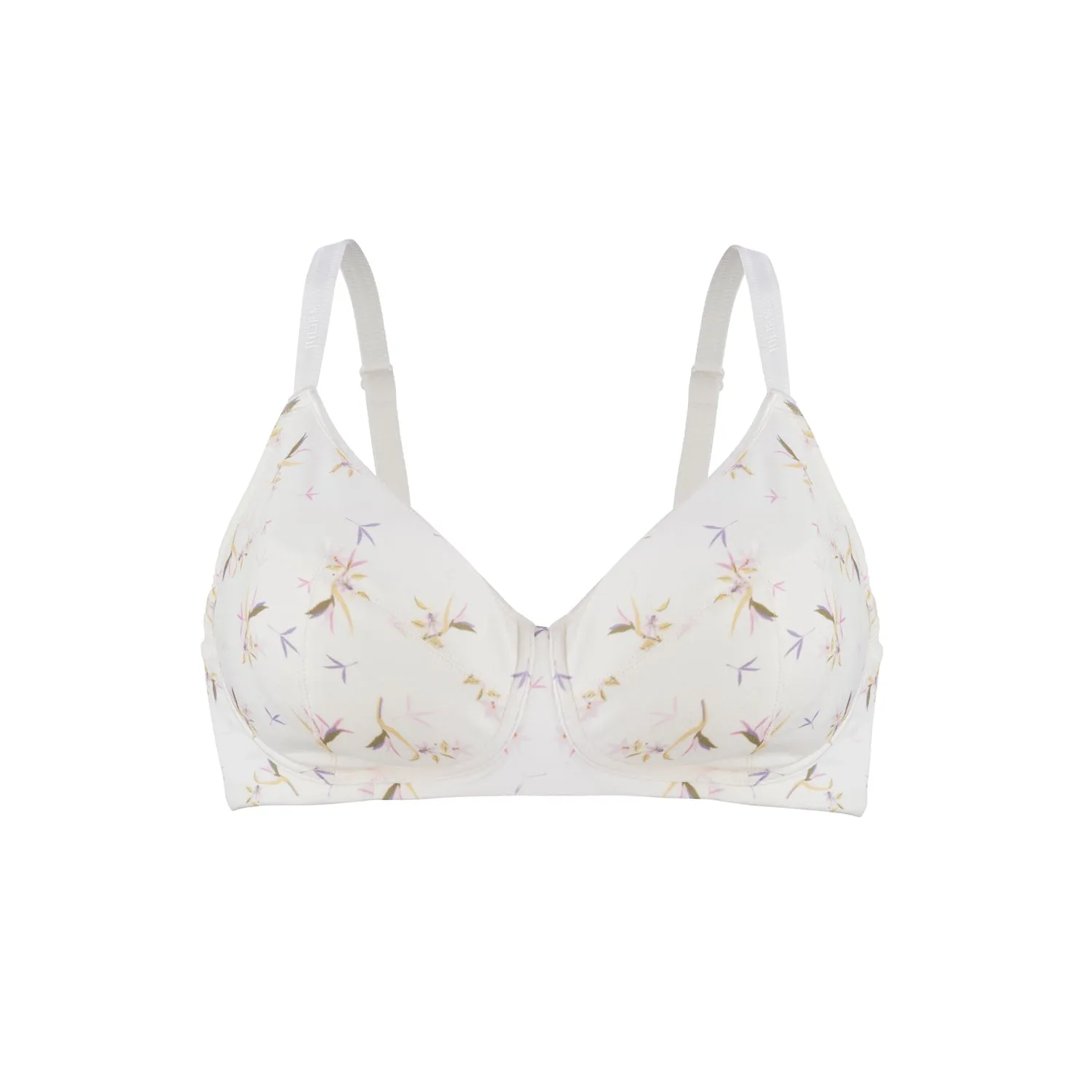 Ditsy Floral - Silk & Organic Cotton Smooth T-Shirt Wireless Bra