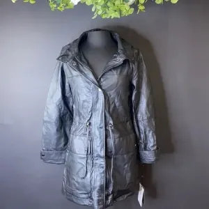 Dkny Black Anorak Leather Jacket, XS