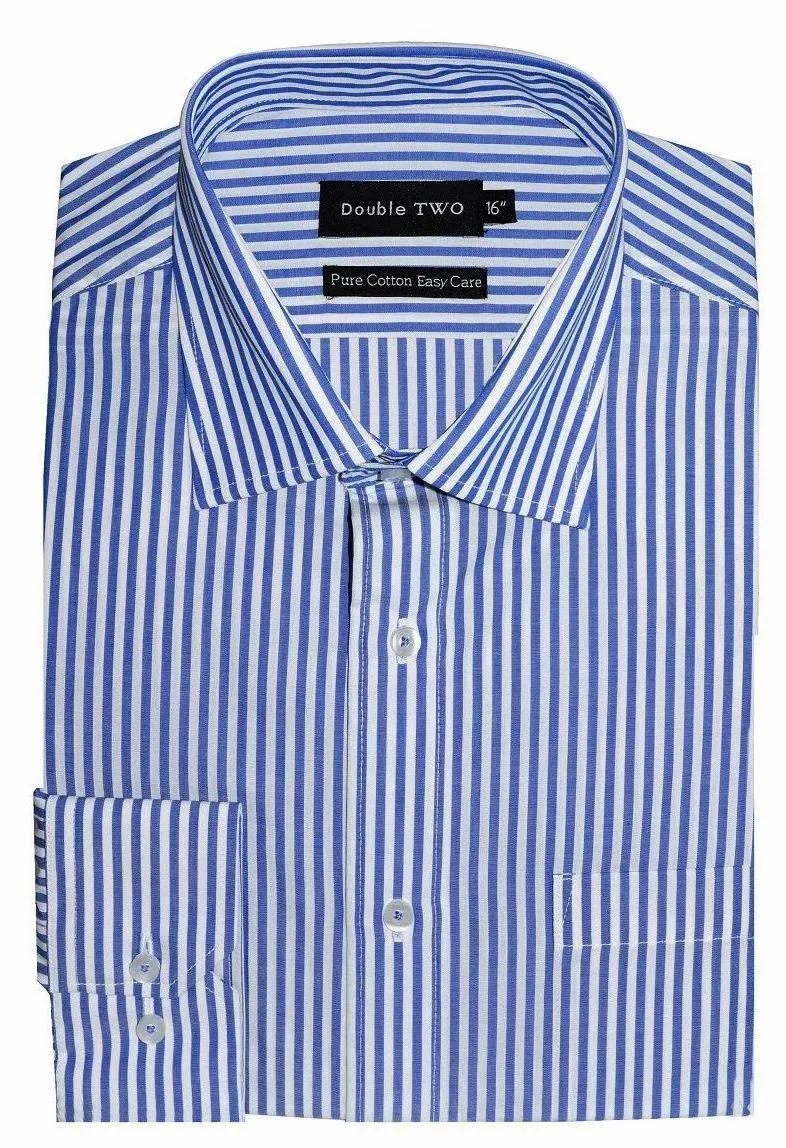 Double Two Mens Big Size Pure Cotton Easy Care LS Formal Shirts (AW19)