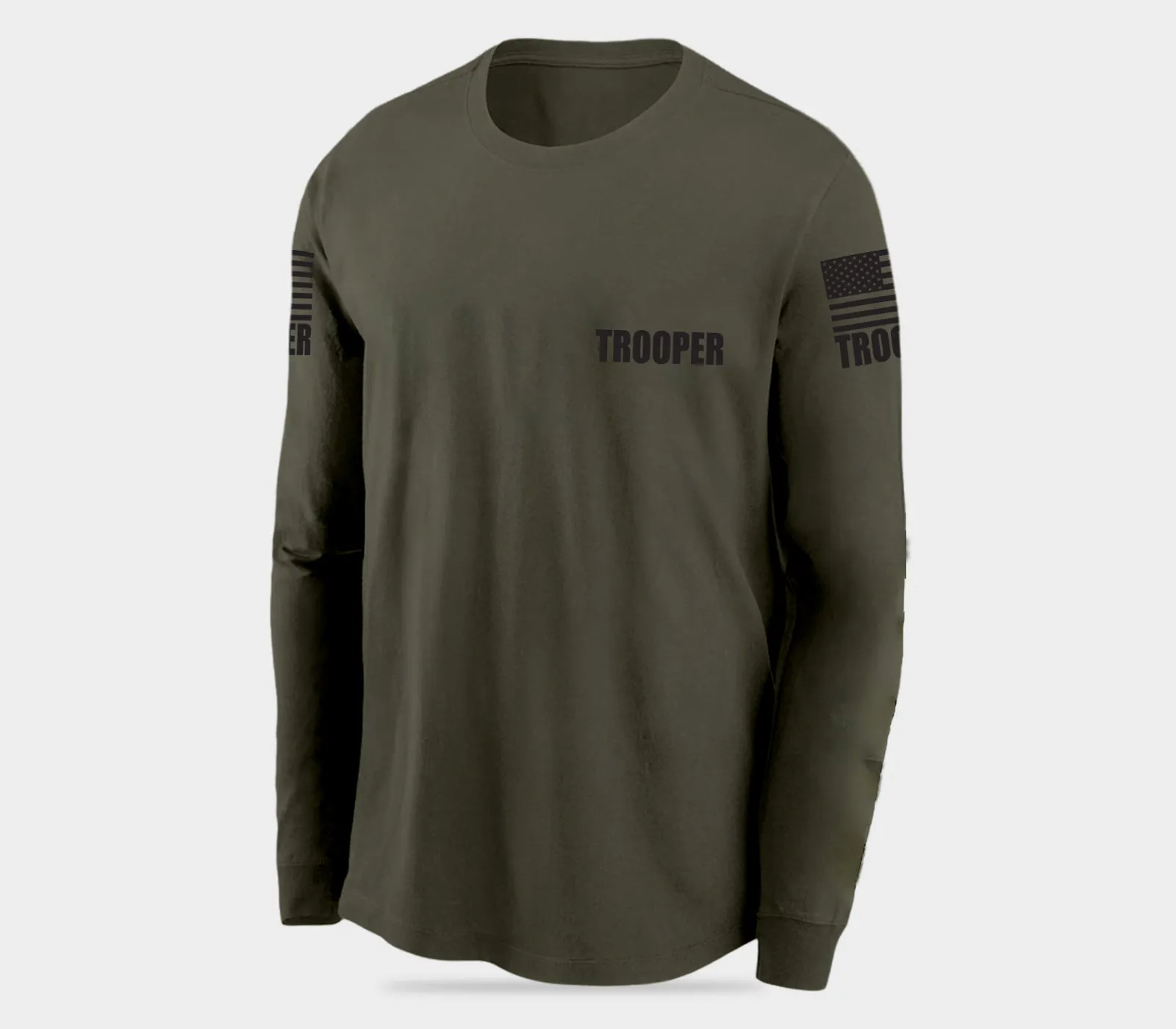 Drab Green Trooper Men's Shirt - Long Sleeve (Black)