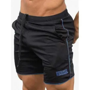 Drawstring Elastic Waist Two Tone Shorts - Blue 2xl