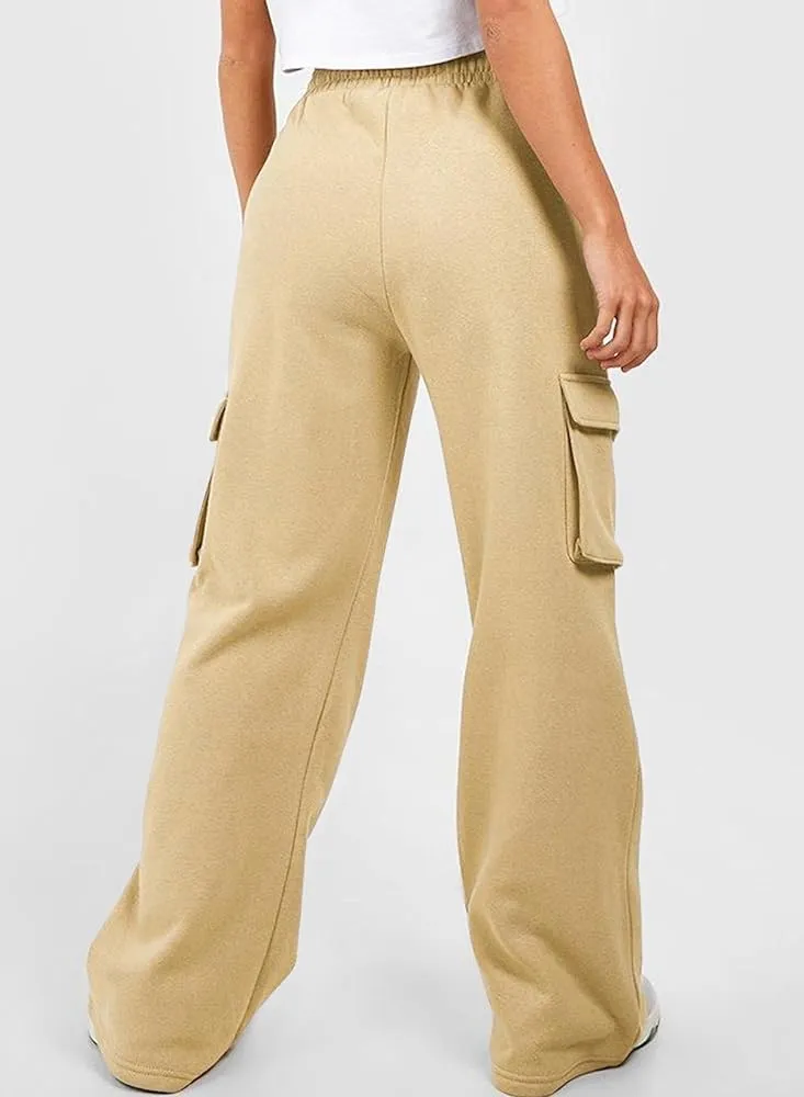 Drawstring wide leg cargo pants