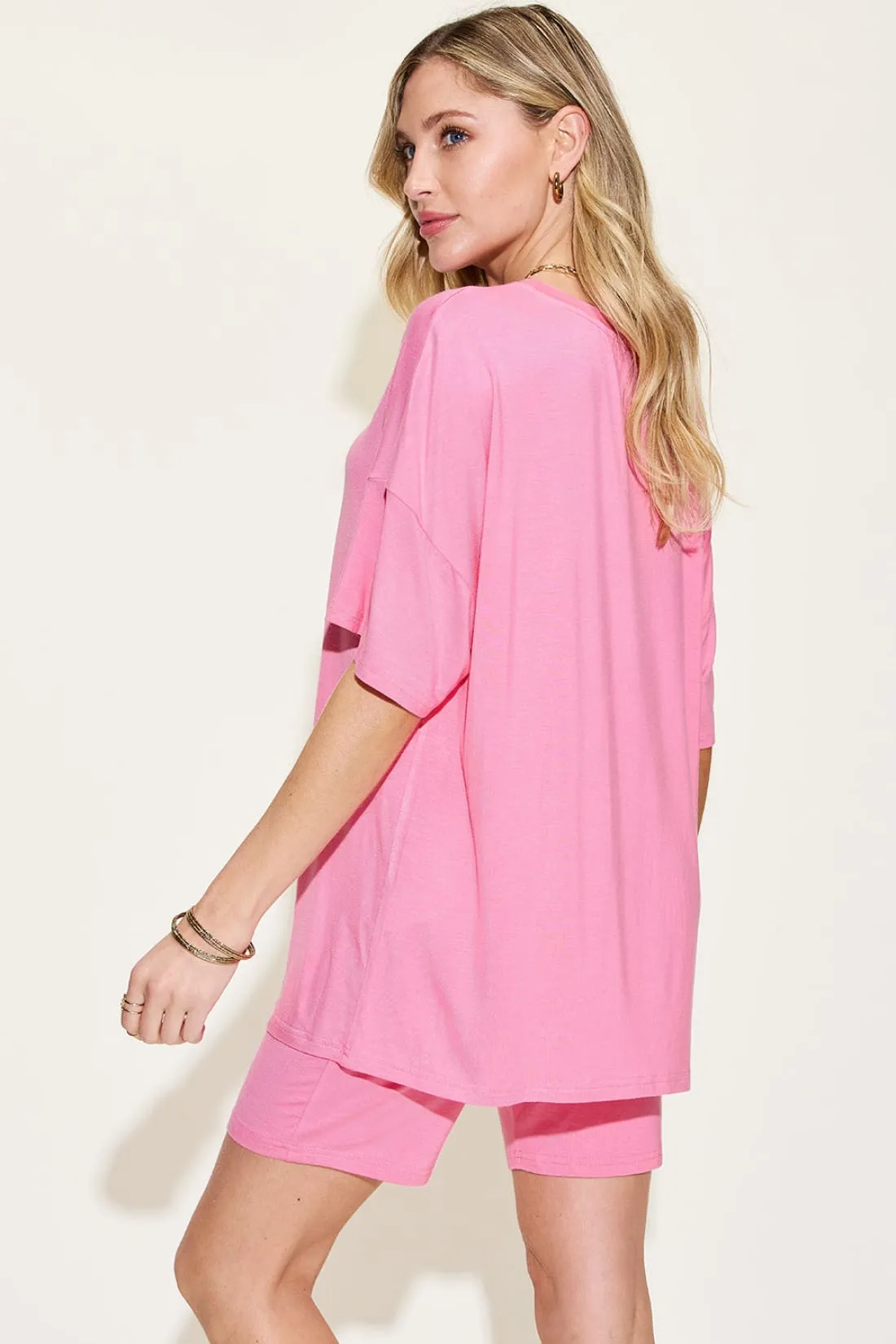 Drop Shoulder T-Shirt and Shorts Lounge Set