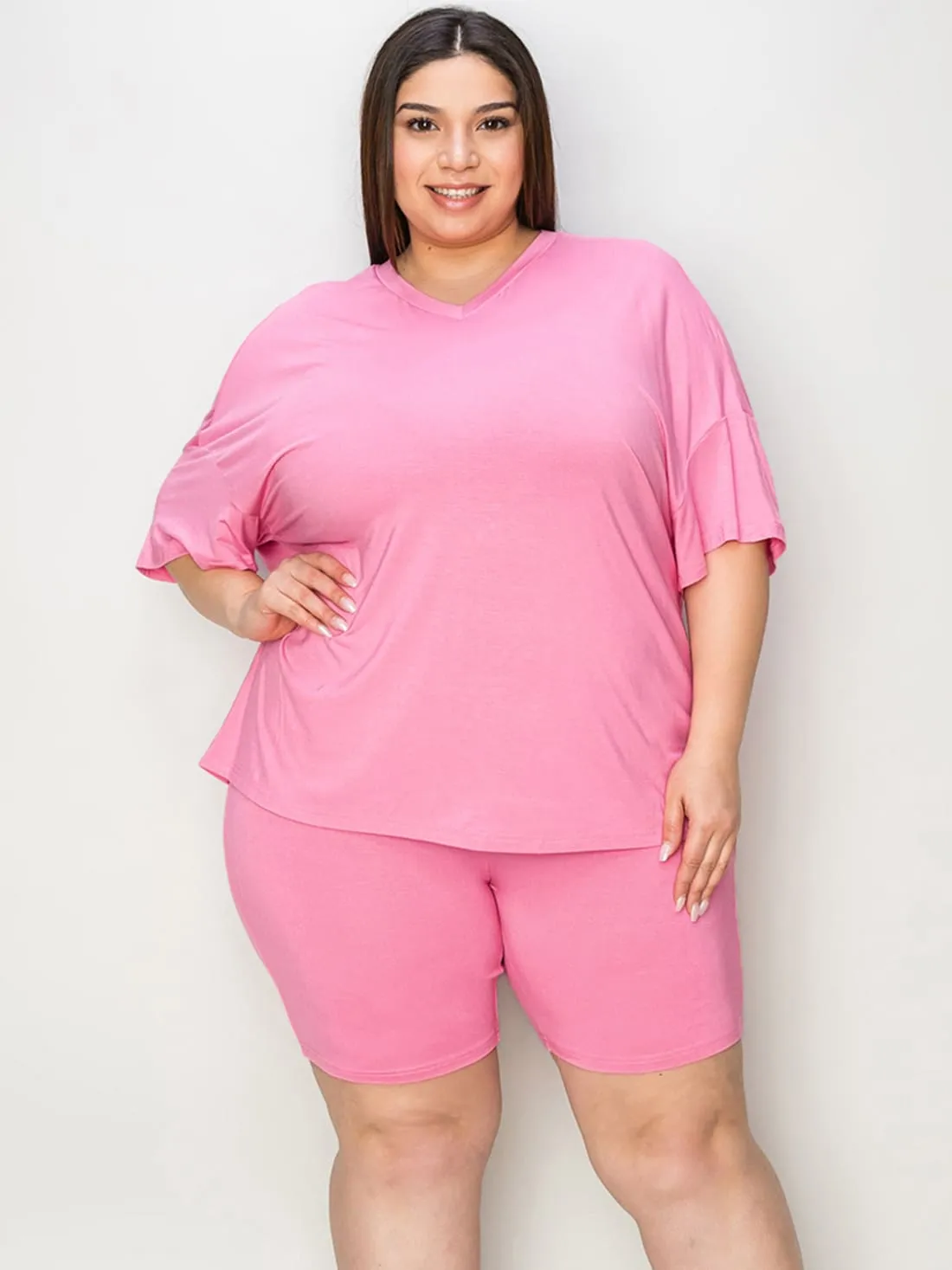 Drop Shoulder T-Shirt and Shorts Lounge Set