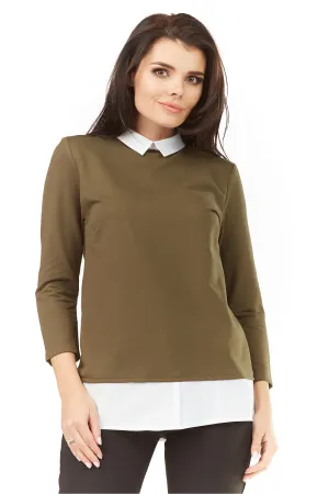 Elegant Layered Collar Knit Blouse