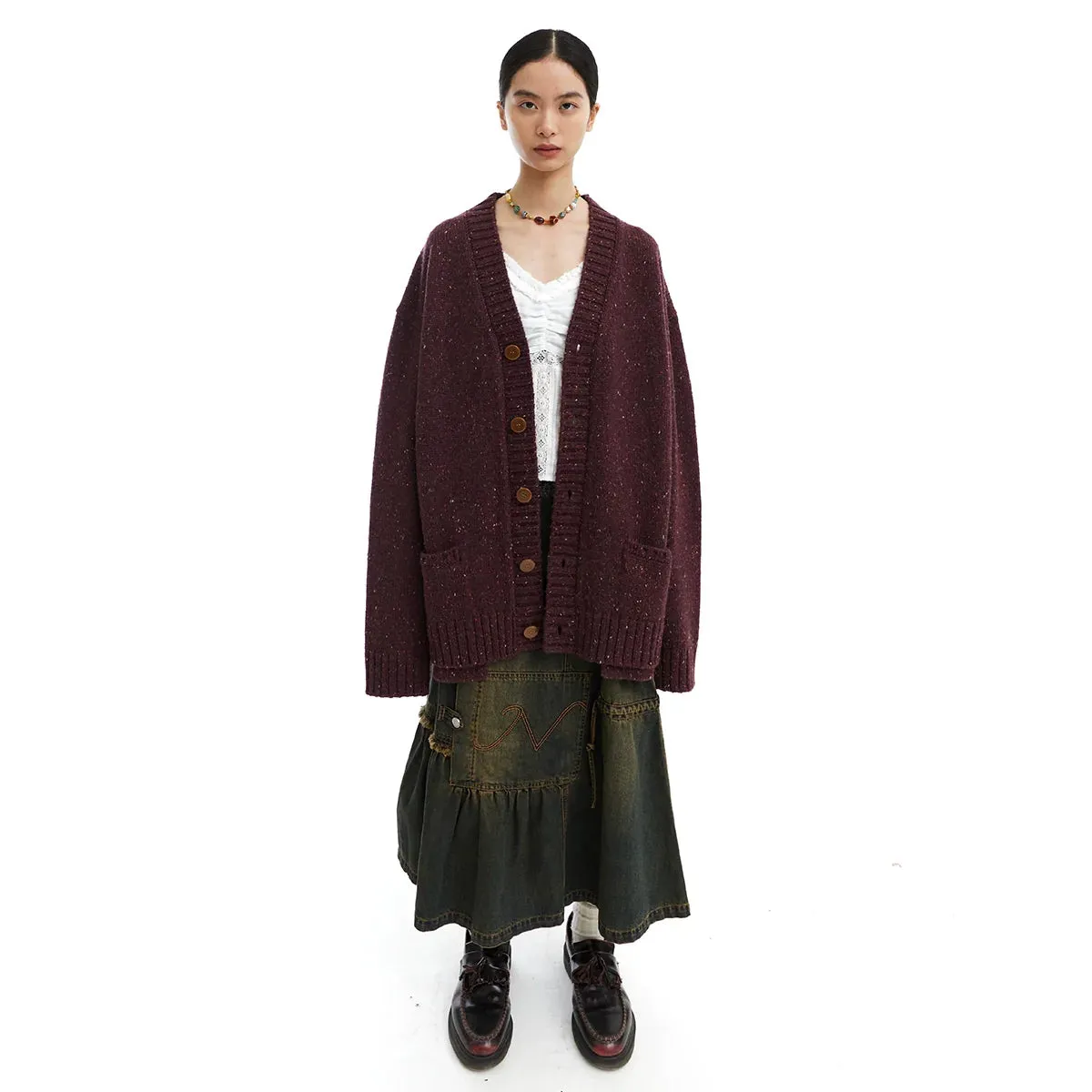 Elegant Yarn-Dyed Wool Cardigan
