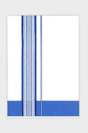 Elite Aabish - Bright Blue Smooth Cotton Double Layered Dhoti With Fancy Borders | Uathayam
