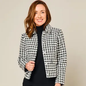 Emreco Classic Collar Cropped Boucle Jacket