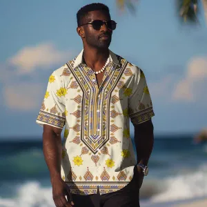 Enkutatash Dashiki Adey Abeba Pattern Hawaiian Shirt LT01