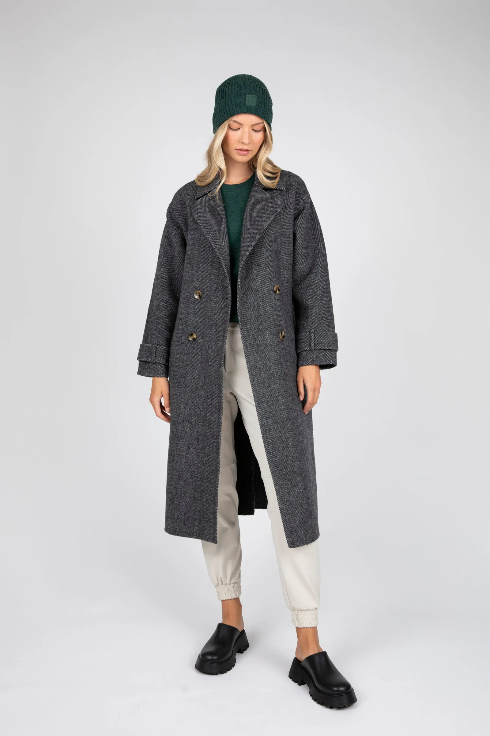Equinox Coat - Black Herringbone