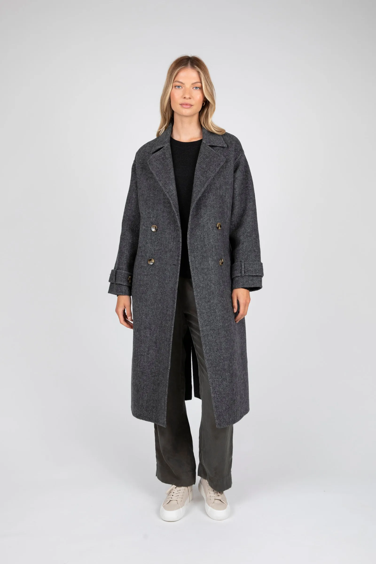 Equinox Coat - Black Herringbone
