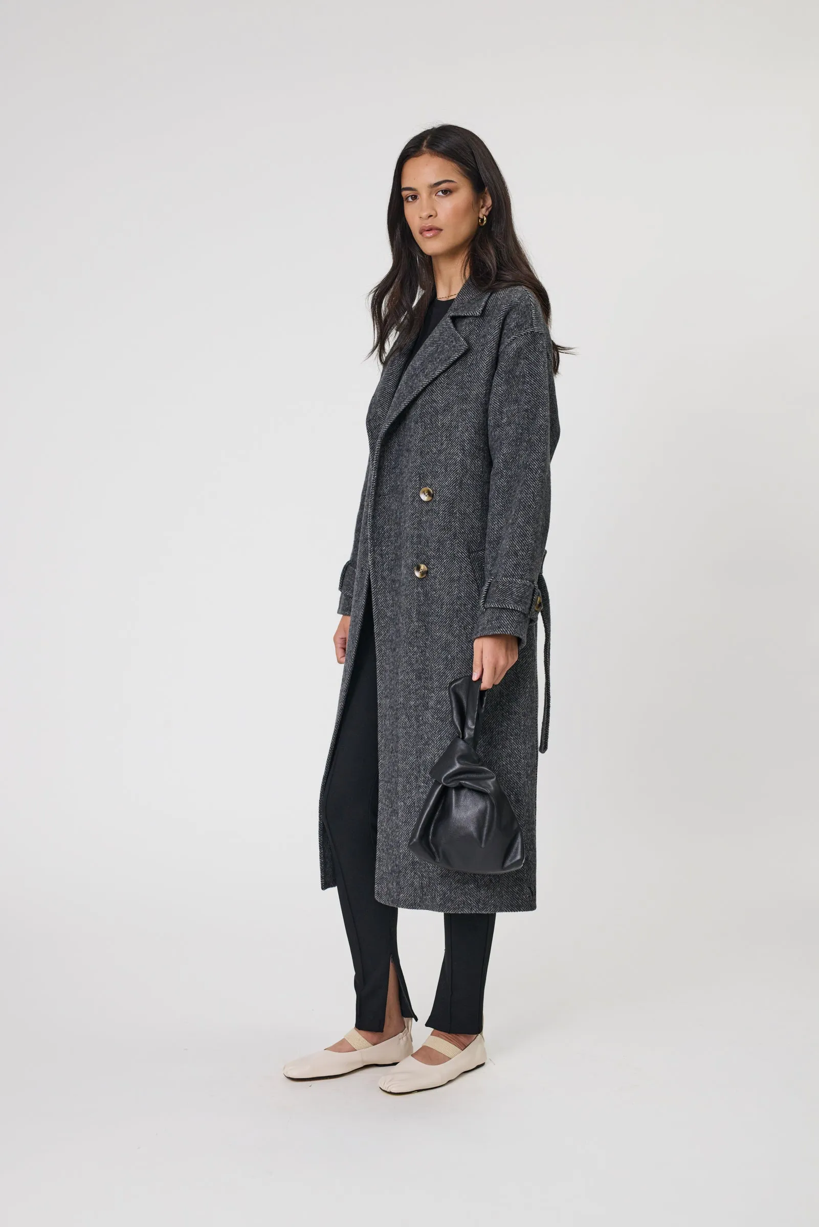 Equinox Coat - Black Herringbone