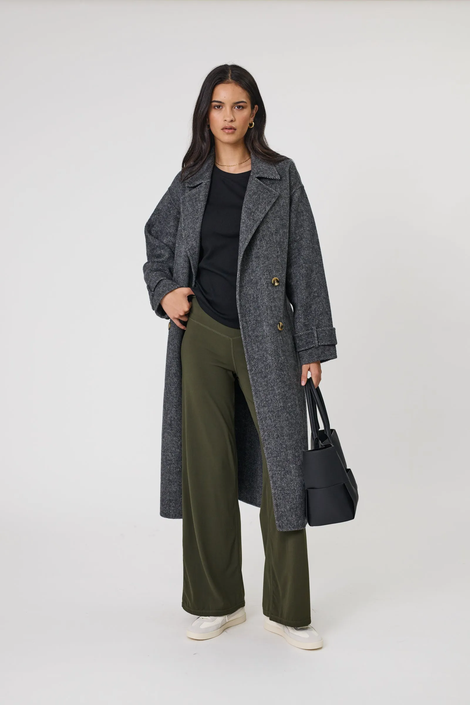 Equinox Coat - Black Herringbone