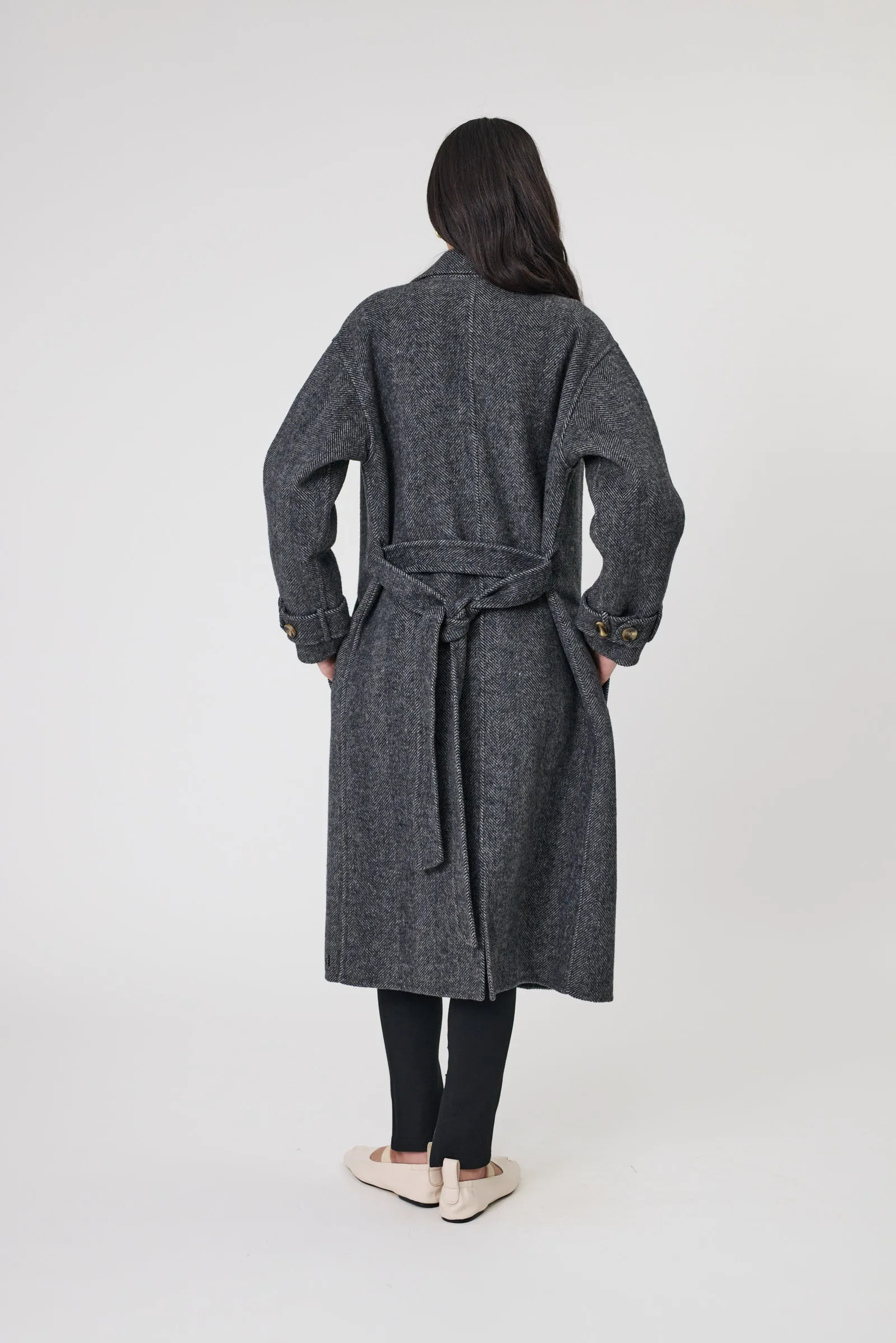 Equinox Coat - Black Herringbone