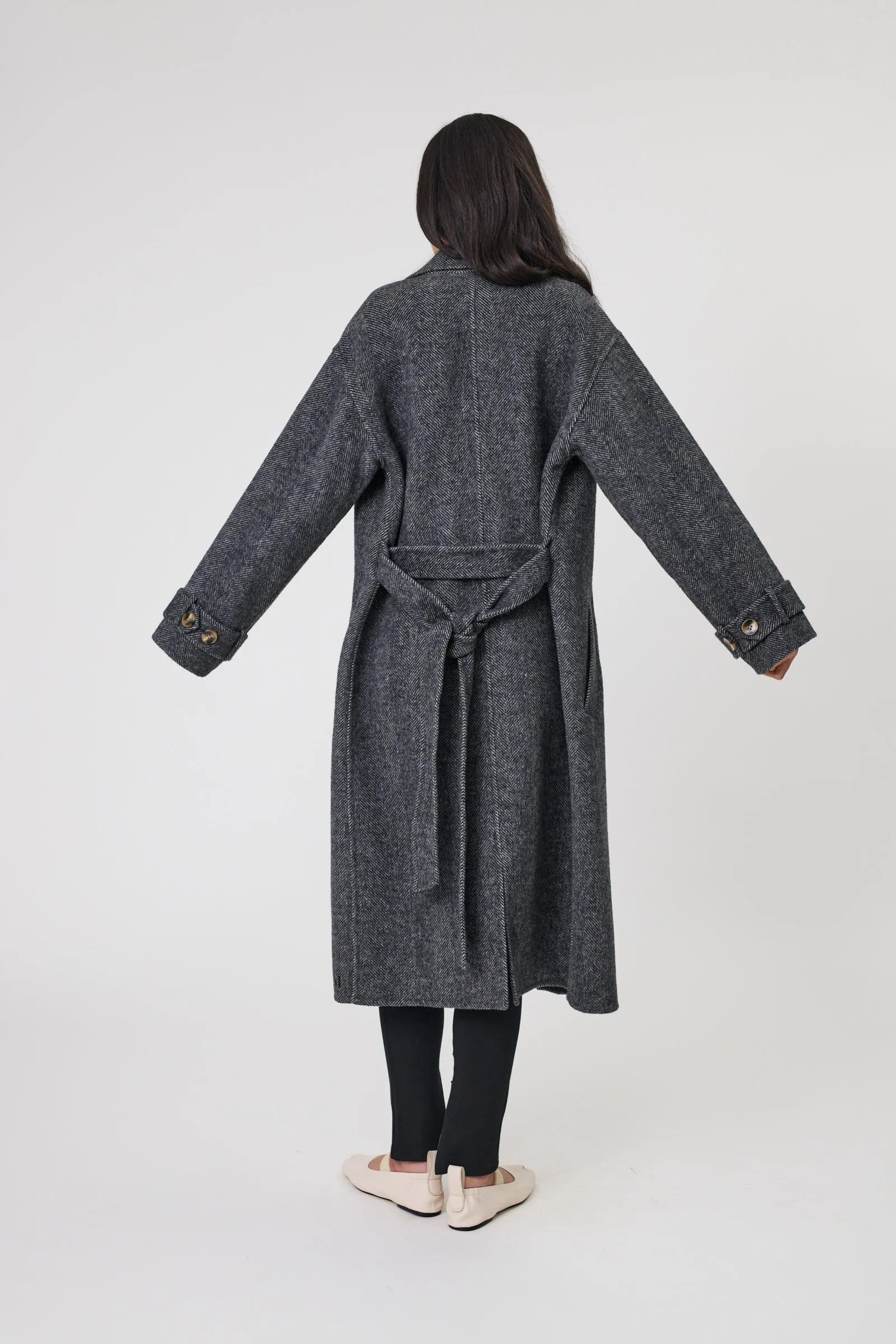 Equinox Coat - Black Herringbone