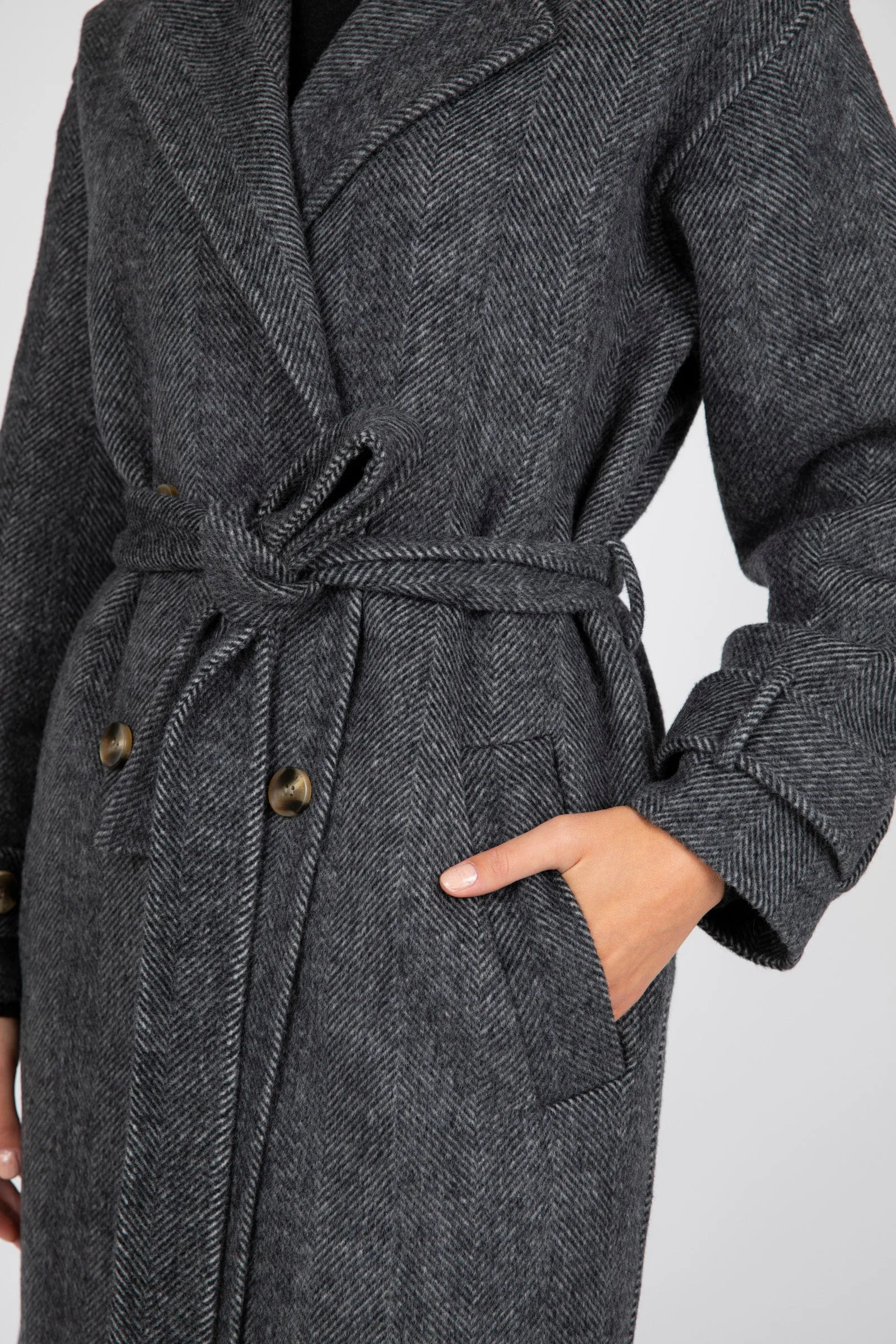Equinox Coat - Black Herringbone