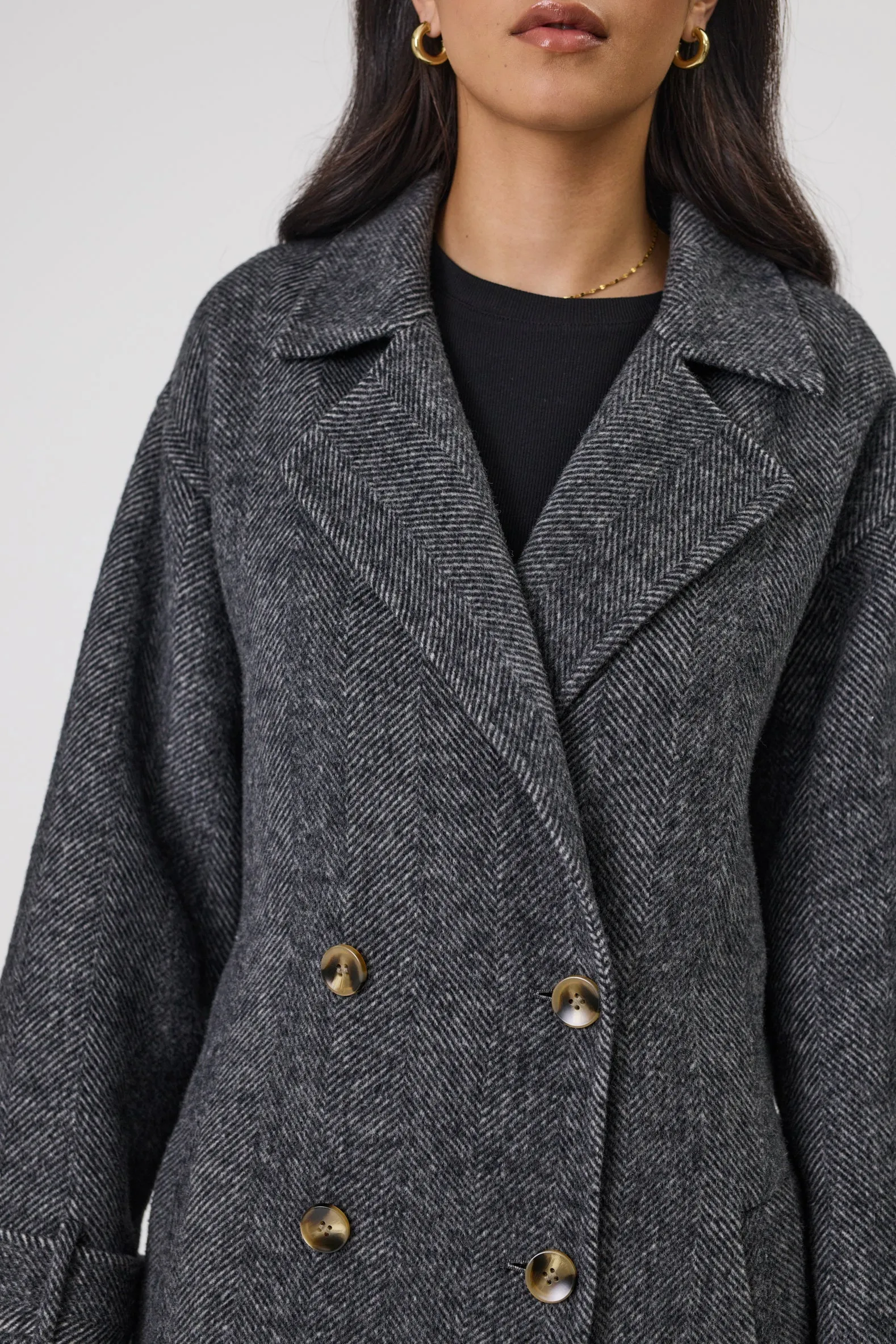 Equinox Coat - Black Herringbone